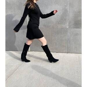 NEW ALYSI wool jersey mini dress in nero